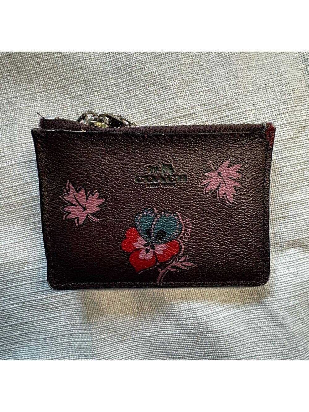 Coach Dark Brown and Purple Key & Card Holder